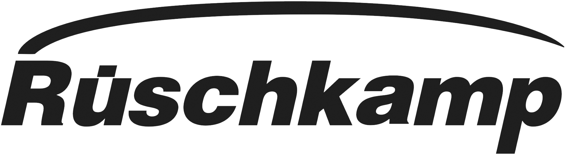 Black and white logo for 'Rüschkamp' featuring the name in italicized text with a curved line above it.