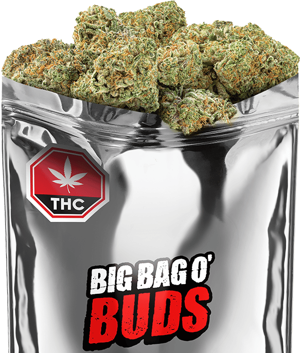 A silver bag of Big Bag o Buds.