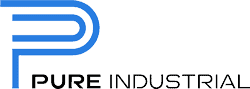 Pure Industrial logo featuring a blue stylized letter 'P' on the left and the company name in black text below and to its right.