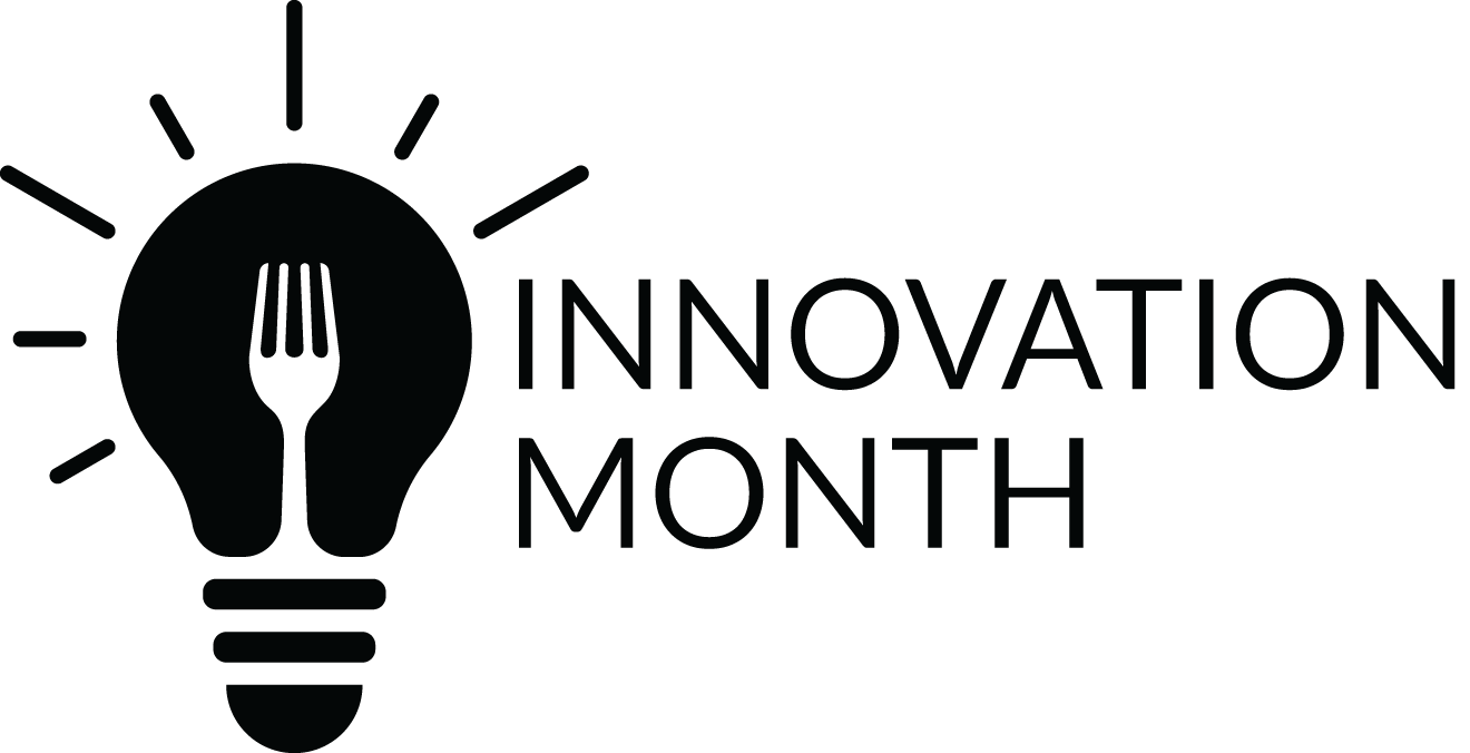 Lightbulb with a fork inside and text "INNOVATION MONTH".