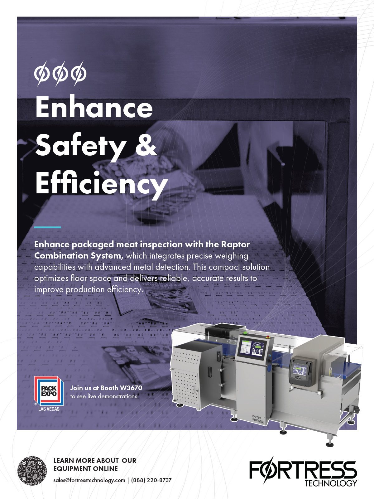 Fortress Technology's Raptor System for enhanced meat inspection safety & efficiency.