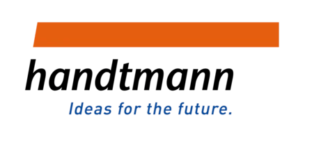 Handtmann logo with an orange bar above black text and a blue tagline "Ideas for the future."