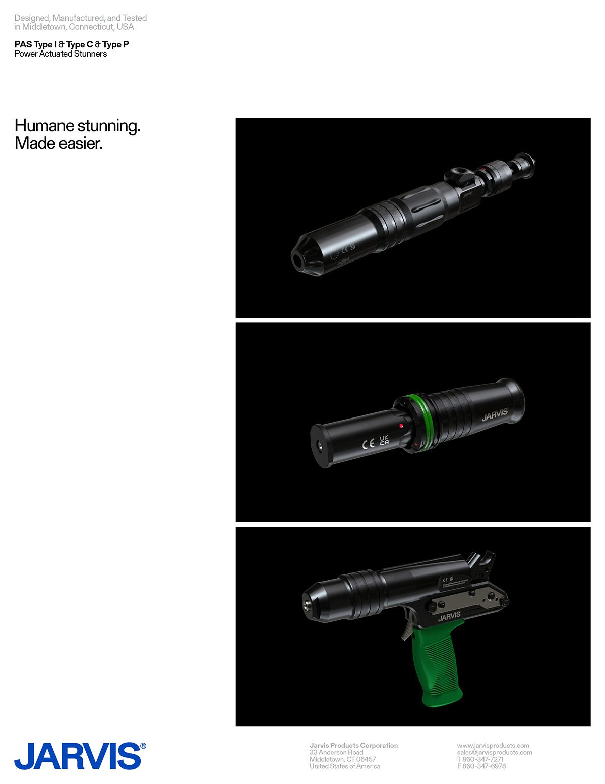 Jarvis PAS Type I, C, P Power Actuated Stunners. Humane stunning. Made easier.