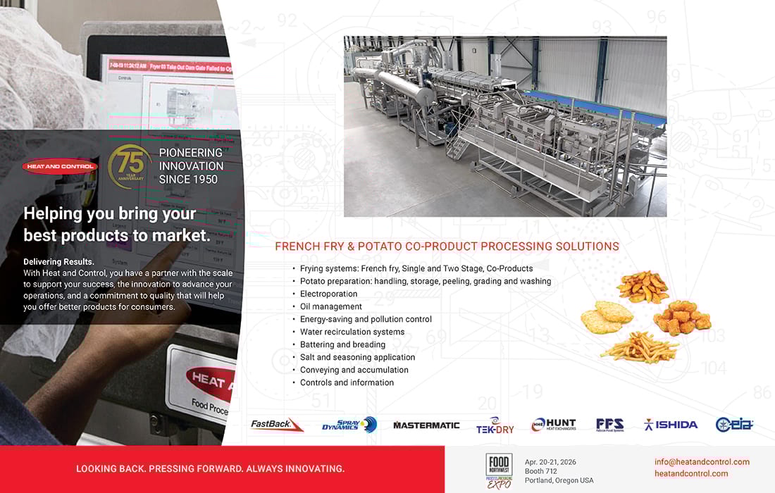 Heat and Control's French fry and potato co-product processing solutions, featuring machinery, services, and finished products.