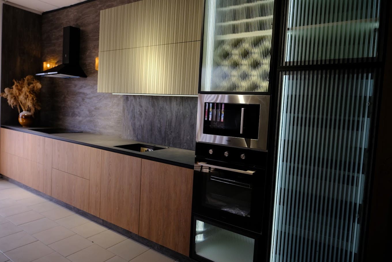 Interior design, Wood, Flooring, Kitchen, Countertop, Cabinetry
