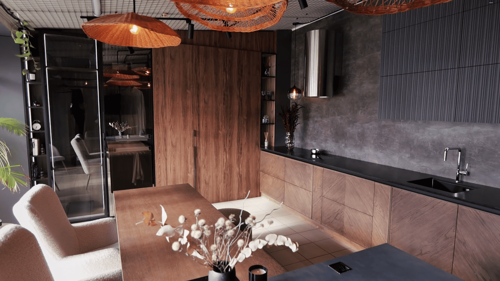 Interior design, Light fixture, Furniture, Flooring, Wood, Floor, Ceiling, Lighting, Home, Room