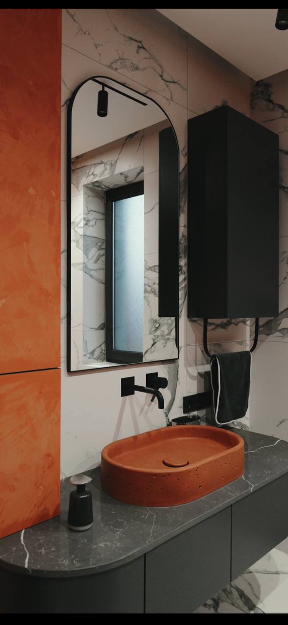 Bathroom Sink, Interior design, Plumbing fixture, Wall, Mirror, Tap, Lighting, Flooring