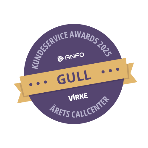 Vírke's Gold (Gull) Award for Årets Callcenter (Call Center of the Year) at Kundeservice Awards 2025.