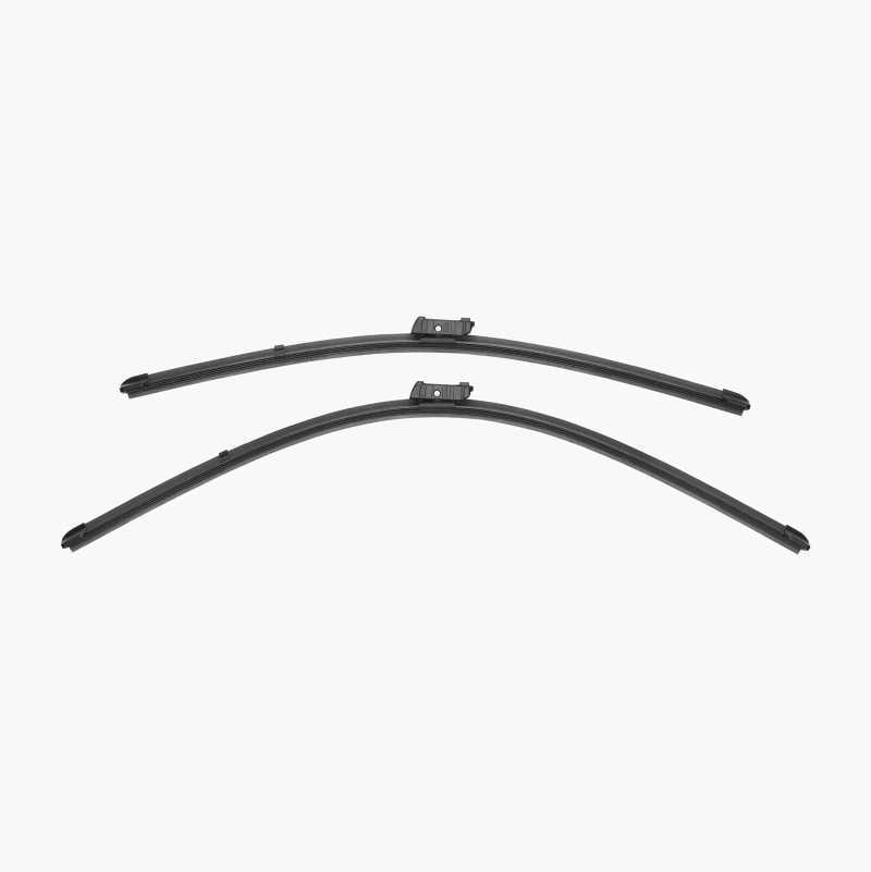 Pair of black windshield wiper blades.