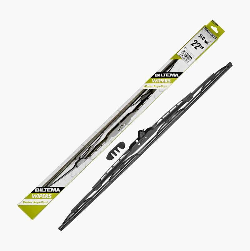 Biltema 22-inch (550mm) water repellent windshield wiper blades, with packaging.