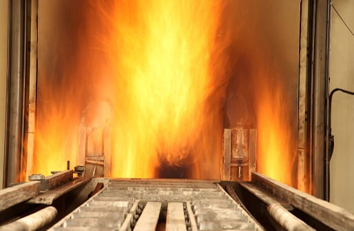 Furnace with flames