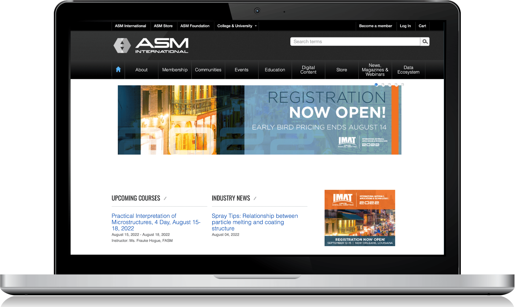 Laptop with ASM Website Displayed