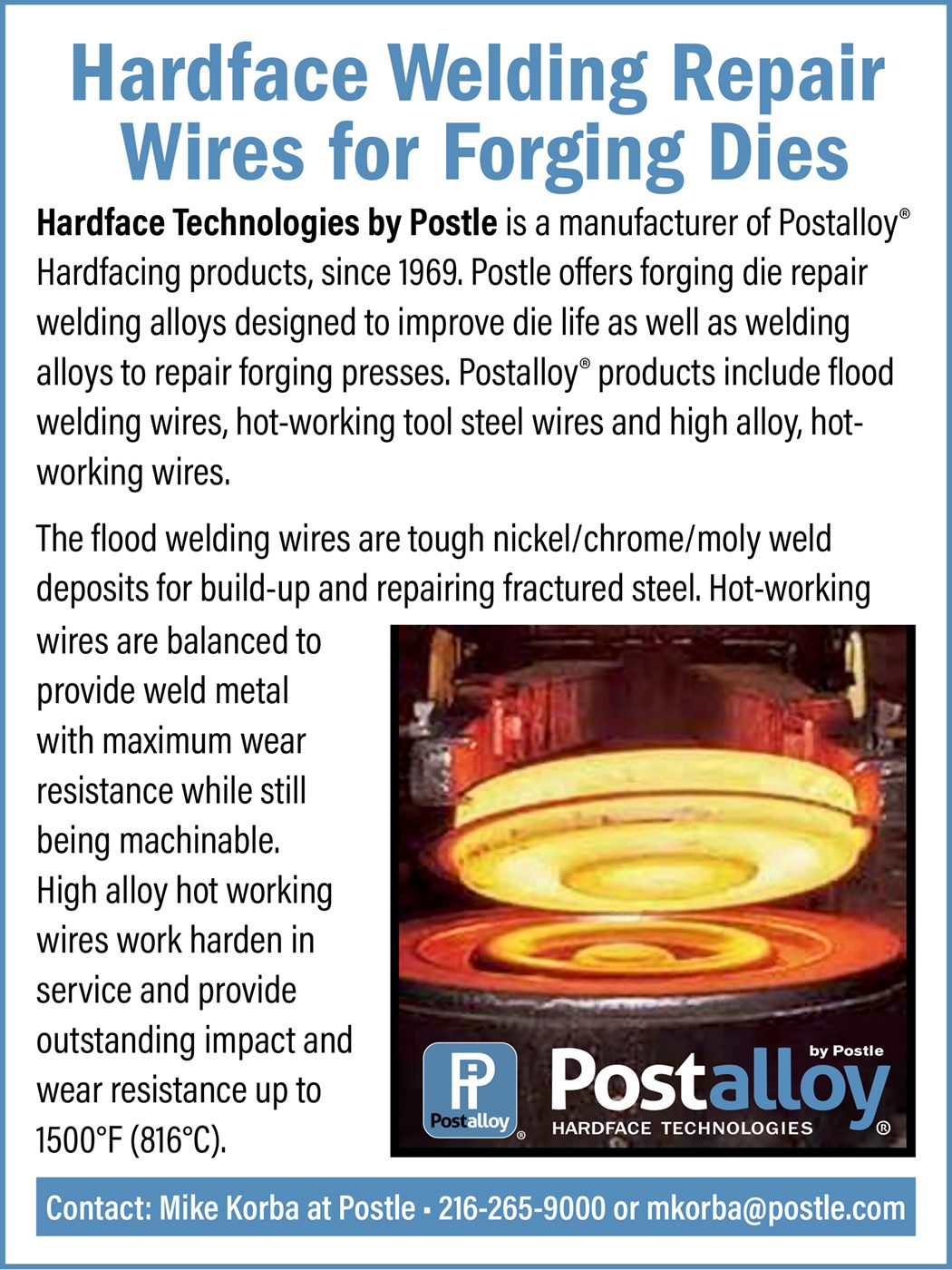Ad: Hardface Postalloy By Postle
