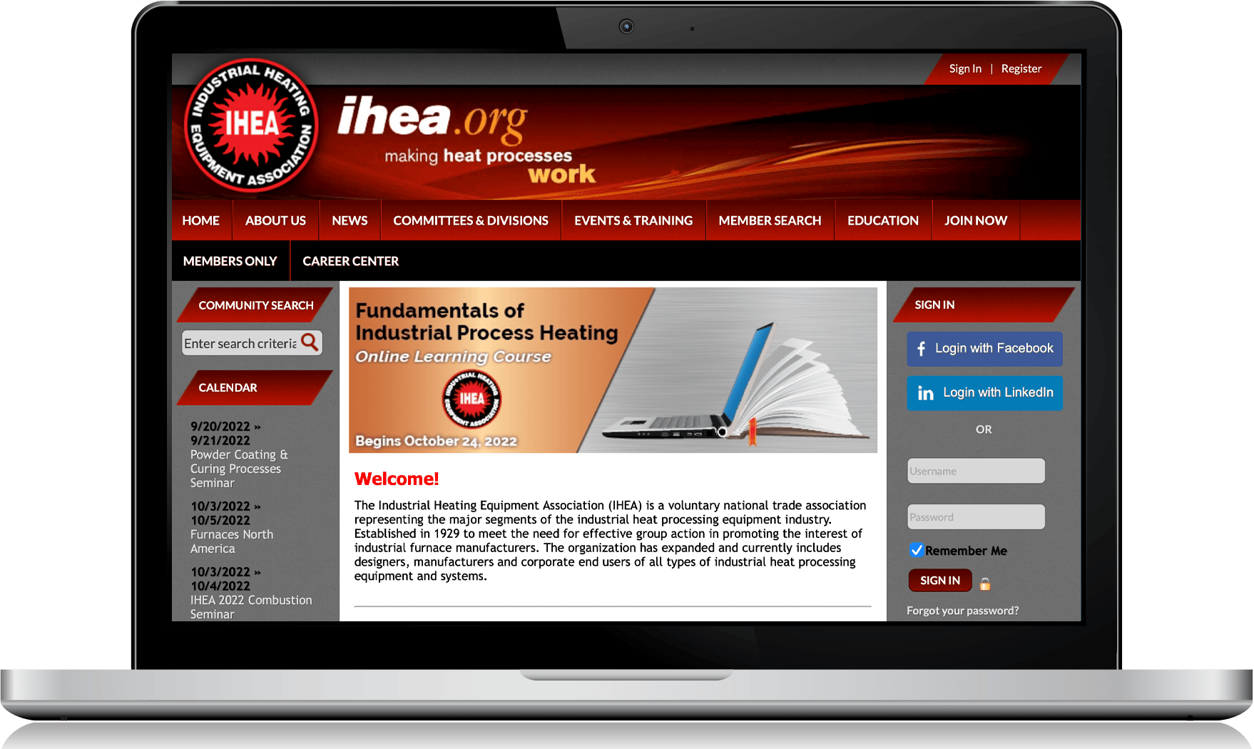 Laptop with IHEA Website displayed