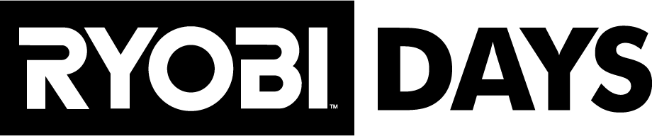 RYOBI DAYS logo with white text on black and black text on green backgrounds.