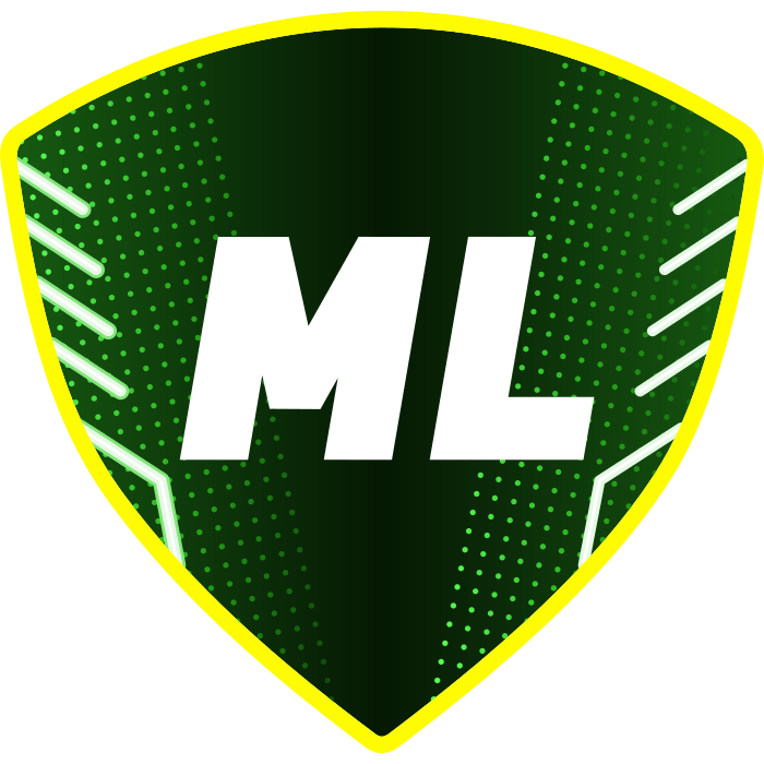 A green shield-shaped logo with a yellow border and bold white "ML" letters in the center.
