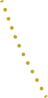 A diagonal line of golden yellow dots against a white background, moving from top-left to bottom-right.
