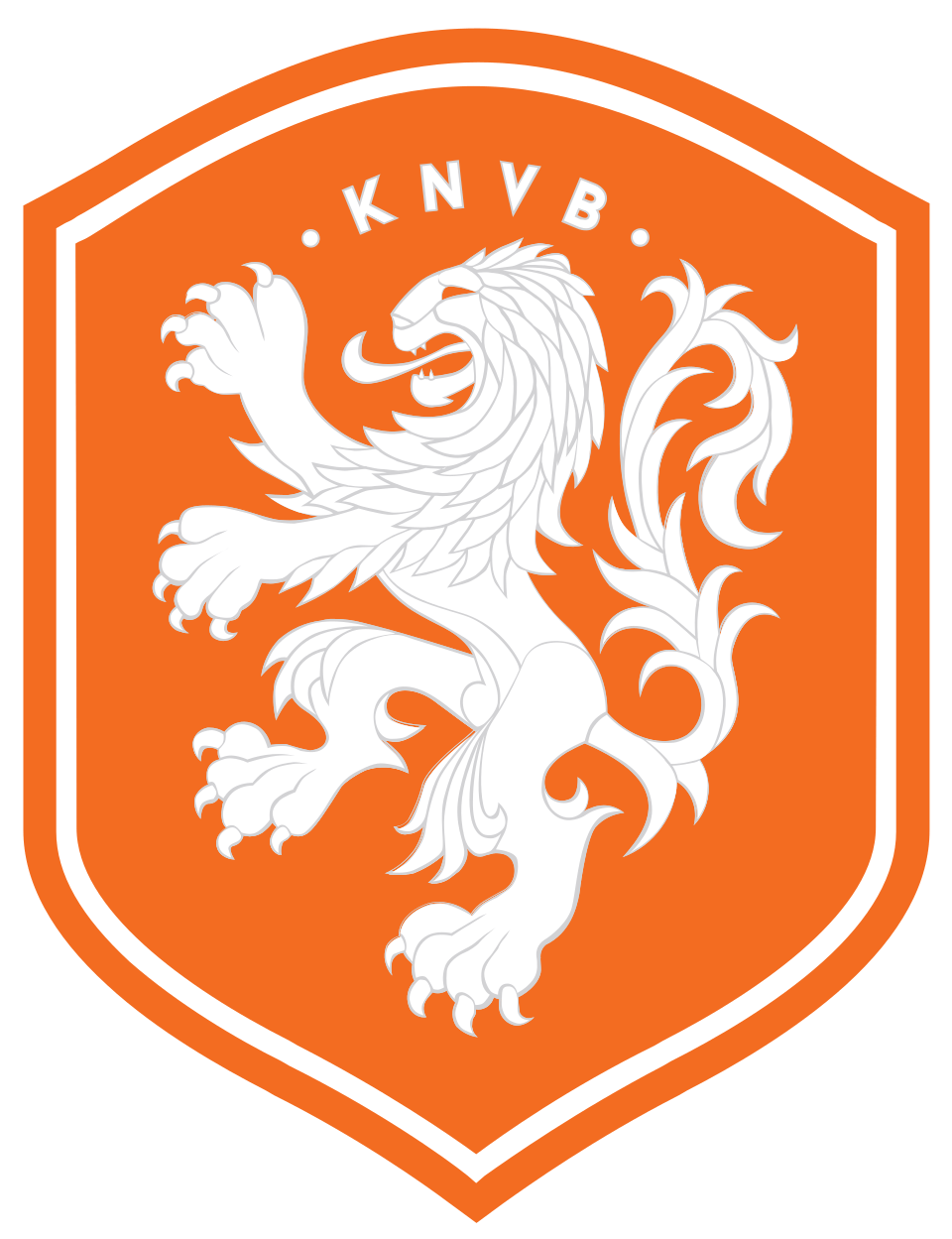 Orange shield logo with a white lion and 'KNVB' text.