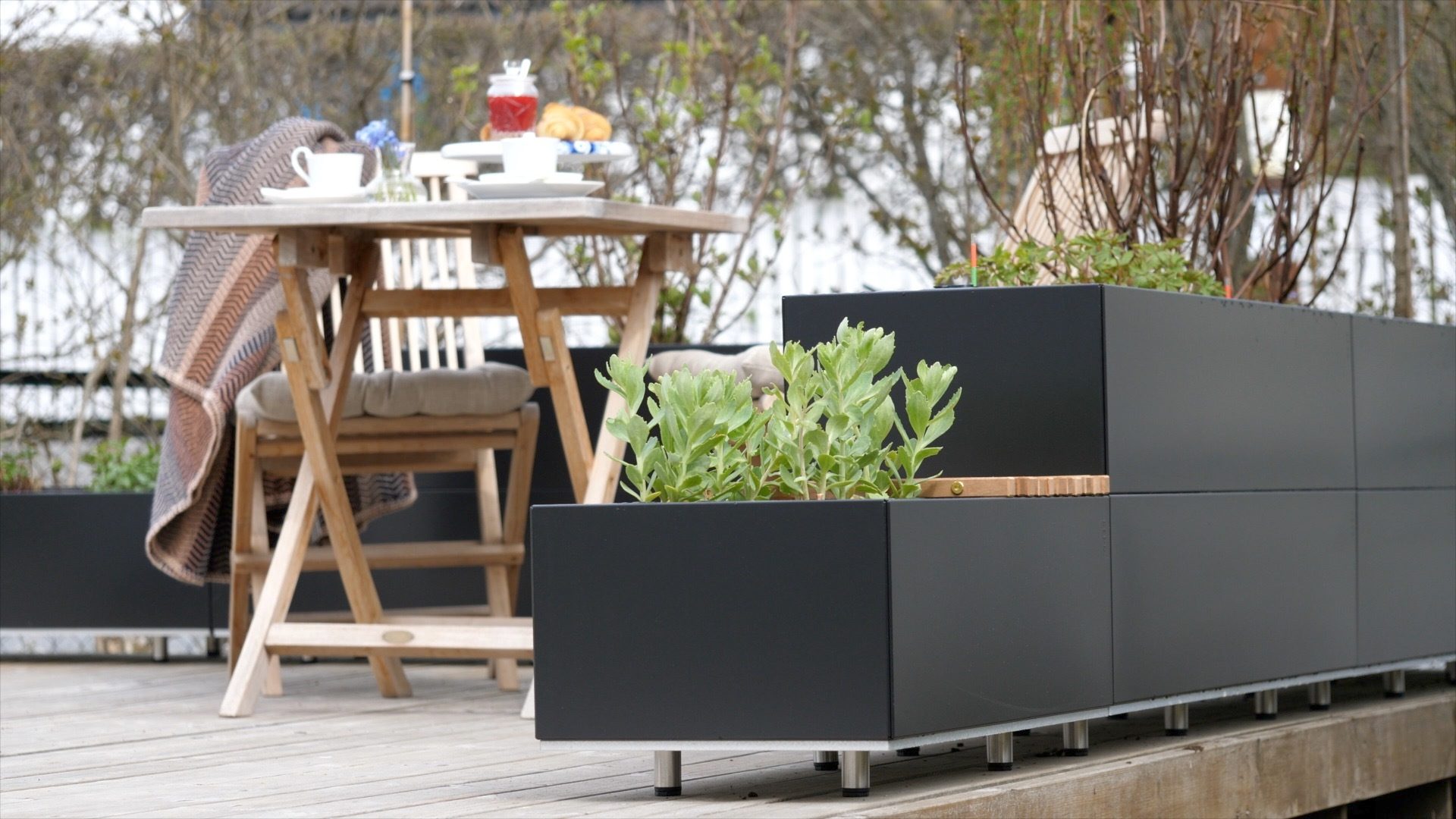 Outdoor furniture, Urban design, Plant, Table, Wood, Grass