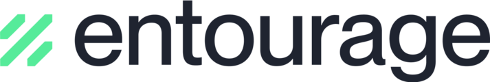 Entourage logo with a green abstract symbol and dark gray text.