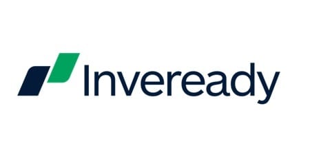 Inveready logo, dark blue and green abstract shapes.