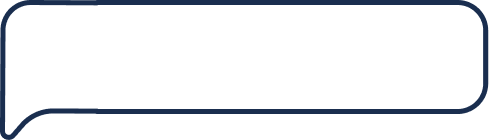 Dark green speech bubble with dark blue outline.