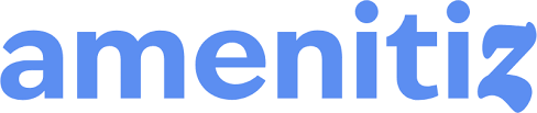 Blue "amenitiz" logo.