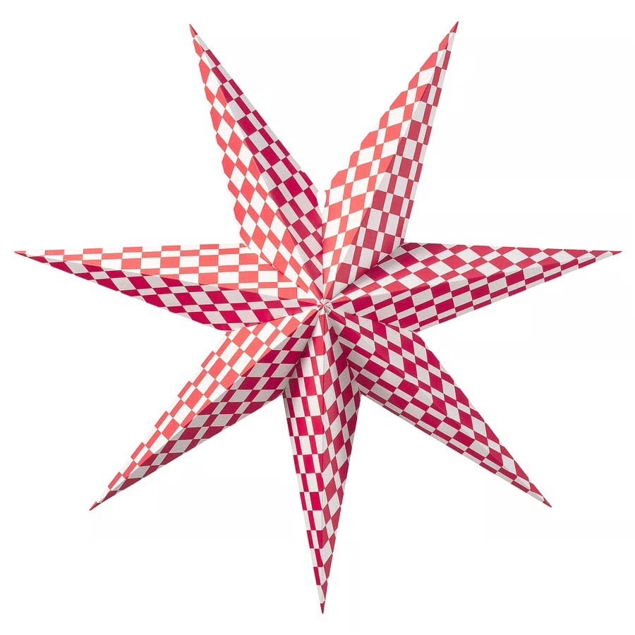 Red and white checkered paper star.