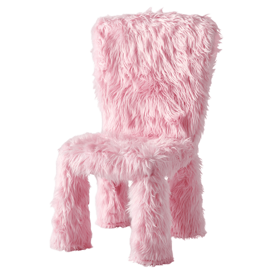 Pink shag chair.