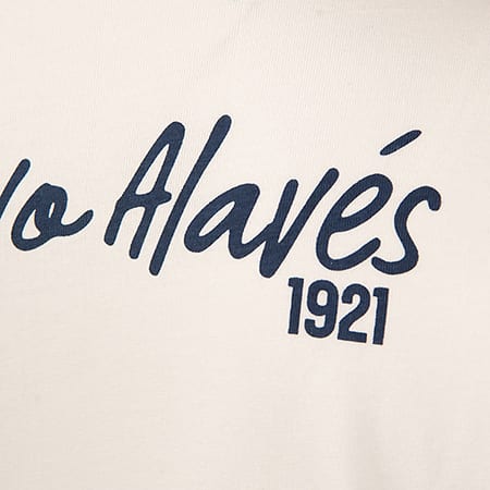 Close-up of a dark blue script logo on a light background, reading 'o Alavés 1921'.