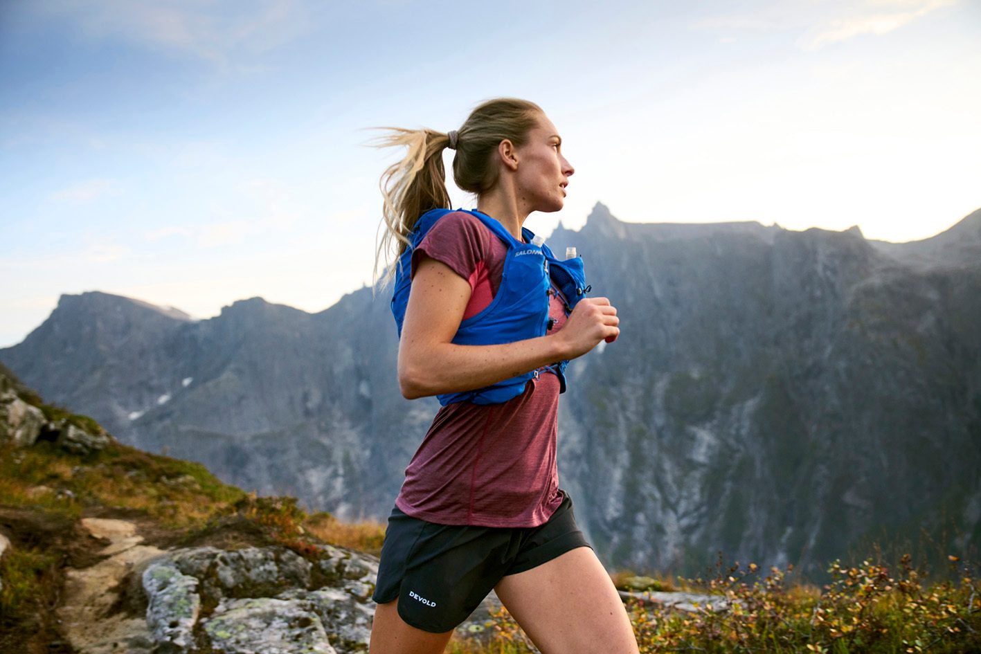 People in nature, Sky, Cloud, Shorts, Plant, Mountain, Ecoregion, Happy, Exercise, Highland