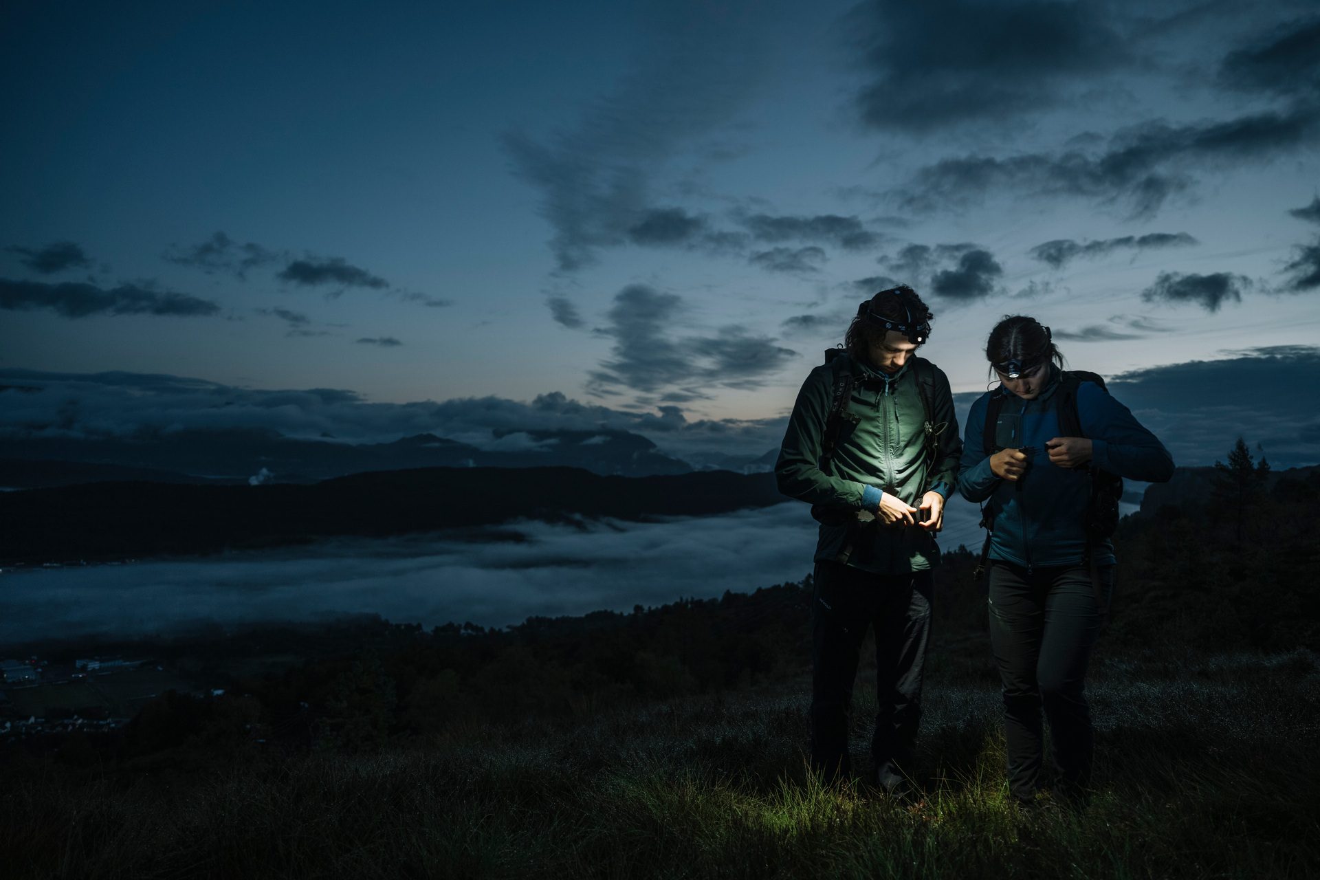 People in nature, Flash photography, Cloud, Sky, Highland, Dusk, Mountain