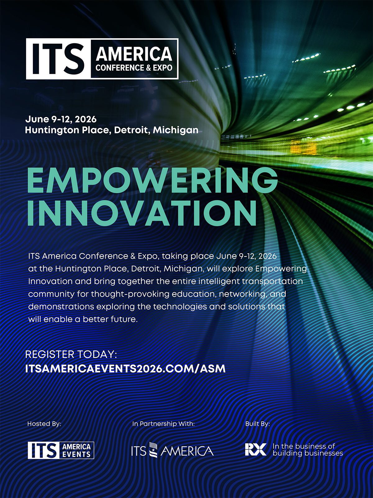 Poster for ITS America Conference & Expo 2026, highlighting empowering innovation in intelligent transportation.
