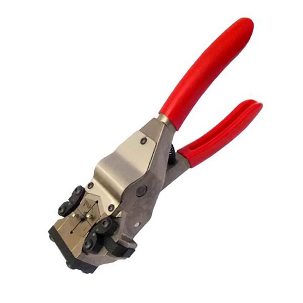 Red-handled crimping tool.