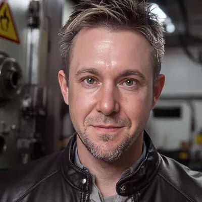 Man with salt-and-pepper hair, a goatee, and a leather jacket.