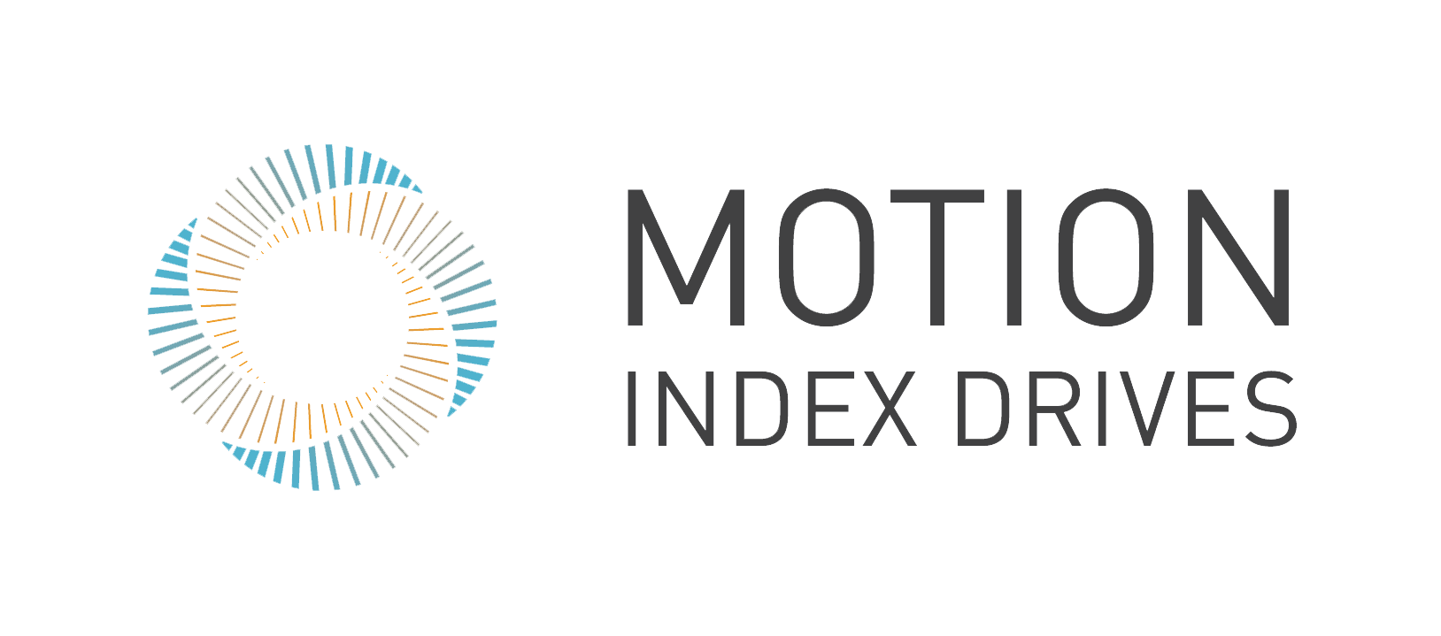 Motion Index Drives logo: abstract circular graphic with text.