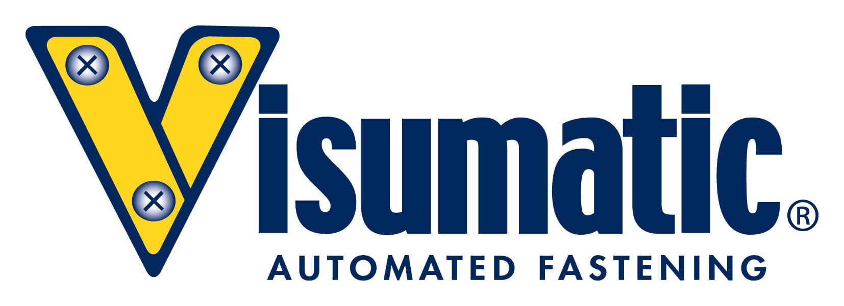 Visumatic logo: stylized yellow 'V' with screws, and text "Visumatic Automated Fastening".