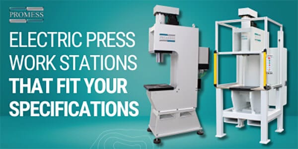 PROMESS Electric Press Work Stations banner with two industrial presses.