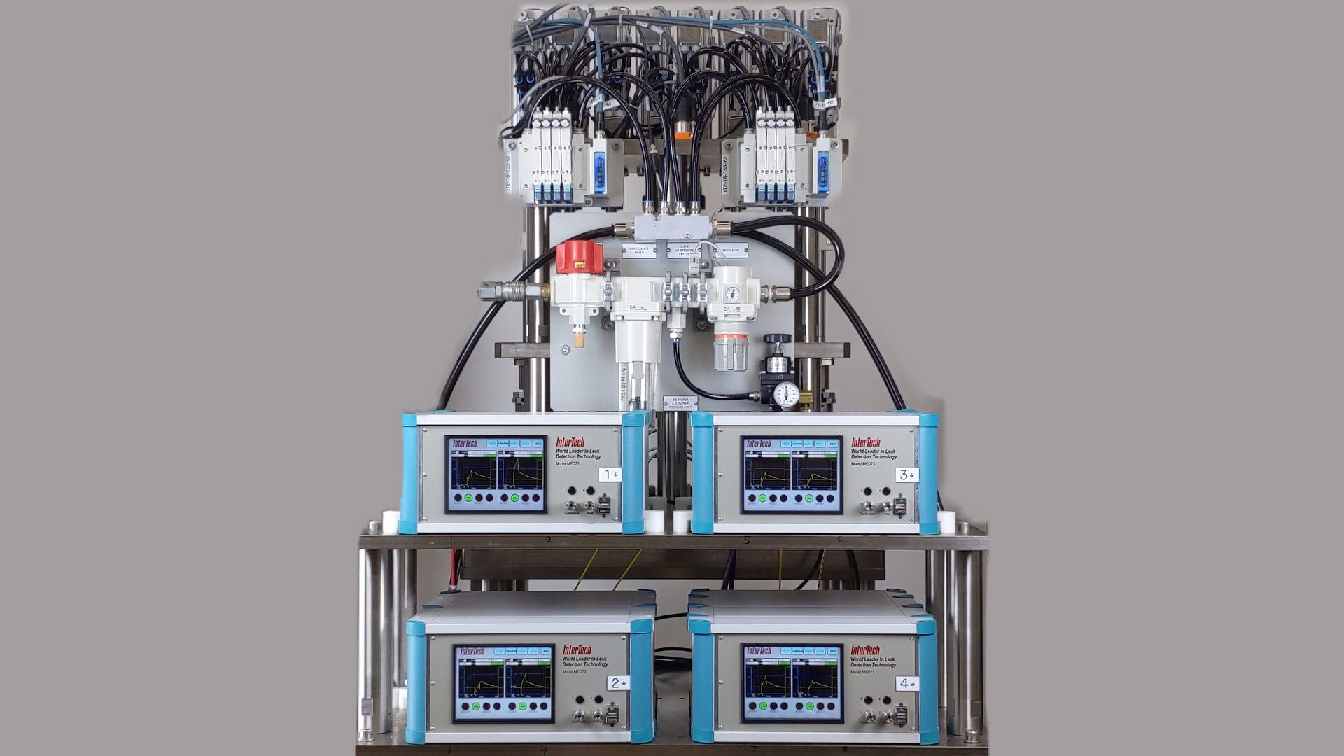 InterTech leak detection system with pneumatic controls and four MED73 units.