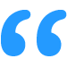 Two large blue quotation marks.