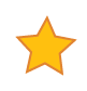 A bright yellow star with an orange outline on a dark green background.