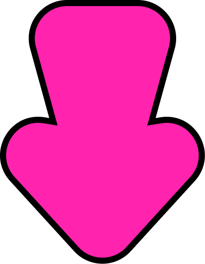 A vibrant pink down arrow with a thick black outline, signifying direction or a call to action.