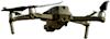 A military-style drone with four propellers and landing gear, colored in olive green.