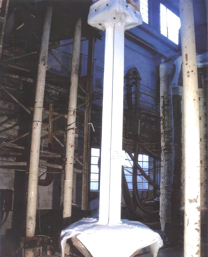 Loaded column before and after fire testing