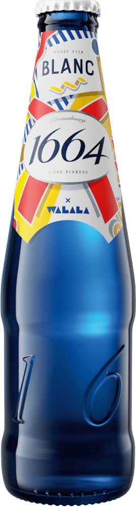 Walala artist edition 1664 Blanc bottle against white background