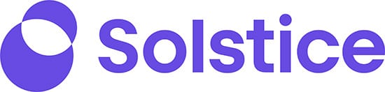 Purple Solstice logo featuring abstract intertwining circles and the company name.