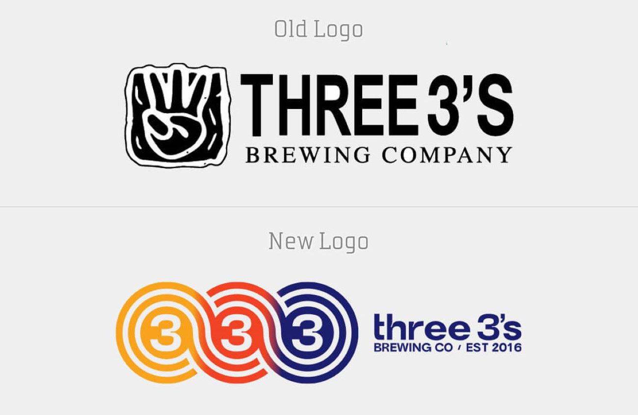 Old and New Logos for Three 3&#x2019;s