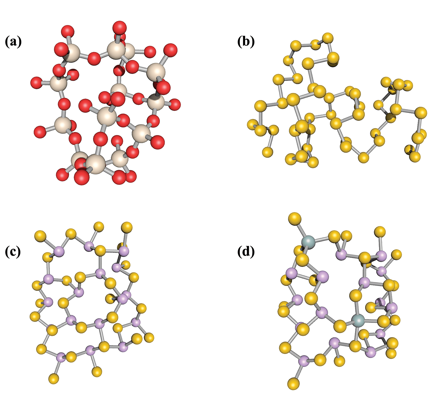 Network structures of glassy materials