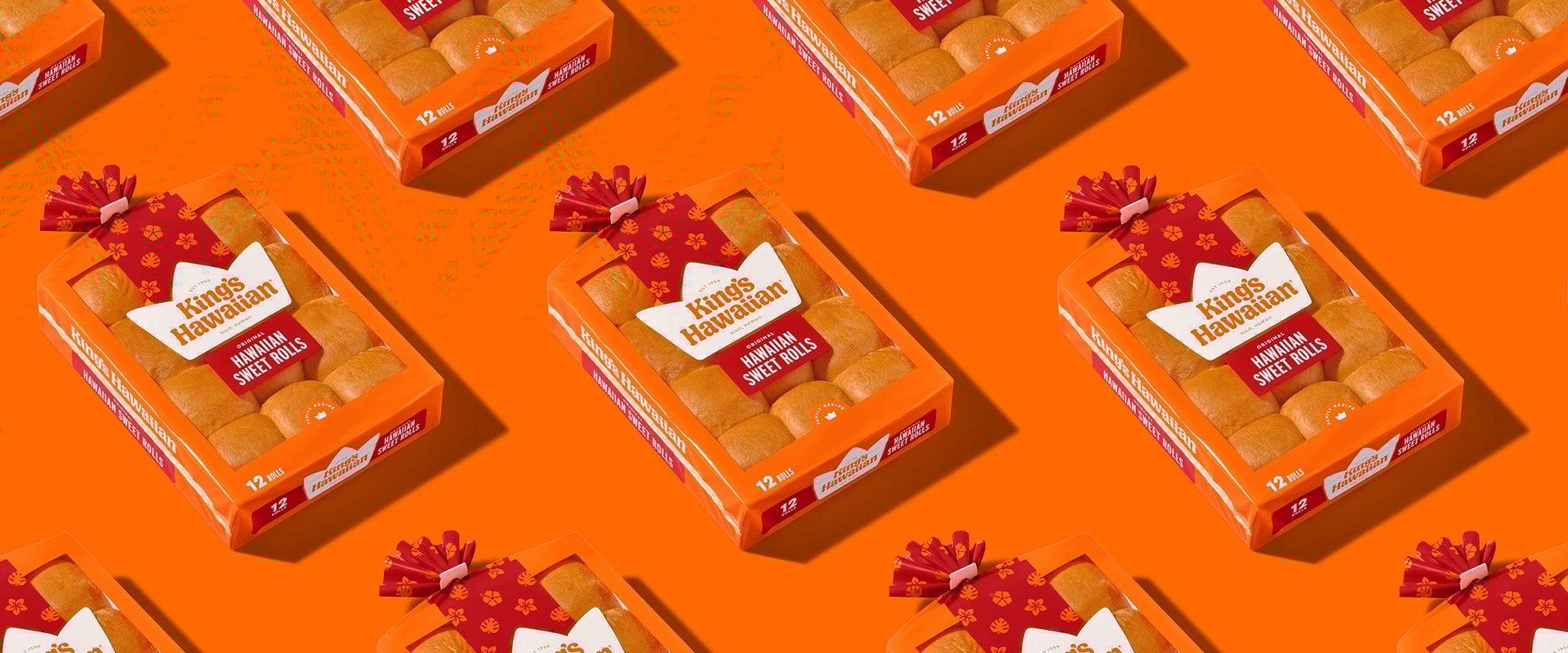 King’s Hawaiian buns in new packaging against orange background 