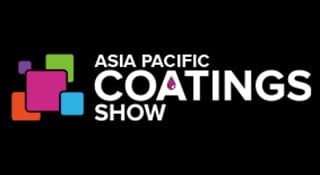 Logo for Asia Pacific Coatings Show, featuring colored squares and a purple drop icon in 'COATINGS'.